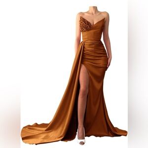 Rust Colored Mermaid Strapless Formal Gown!  Size 8